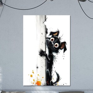Climbing Critters Dog - Funny Vibrant Pet Wall Decor, Premium Poster, Art Print, Abstract Illustration