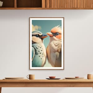 Romantisches Vogel Paar Poster | Natur Wanddeko für Vogelliebhaber | Verspielte Tierkunst | Geschenk für Naturliebhaber | Geschenk für Paare