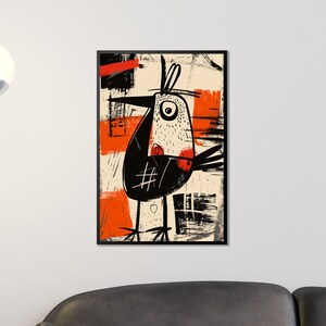 Poster artistico astratto con uccello kiwi - Illustrazione contemporanea di uccelli in colori vivaci - Arredamento moderno per la casa