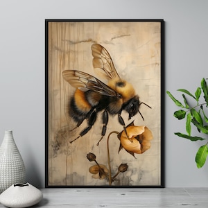 Vintage Style Bumblebee Print - Gift for Nature and Art Fans