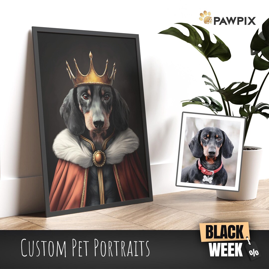 Custom Royal Dog Portrait - Personalized Pet Portrait, Digital Wall Art ...