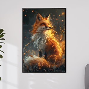 Feuriger Fuchs Poster, Magischer Fuchs Wandkunst, Herbst Wald Deko, Tierliebhaber Geschenk, Natur Kunstdruck, Mystische Kreatur