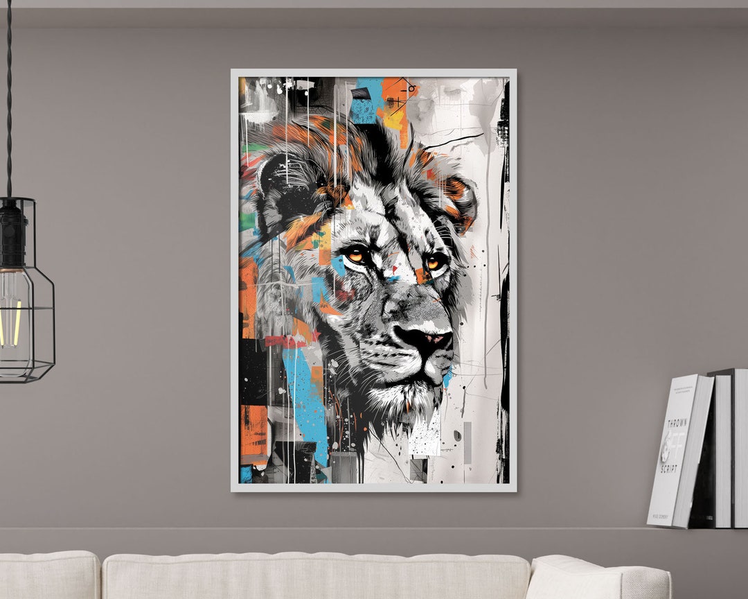 Printable Urban Style Graffiti Lion - Vibrant Wildlife Wall Decor ...