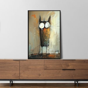 Crazy Creatures Kollektion - Katze - Verrückte digitale Illustration, Wandkunst-Poster, Kunstdruck