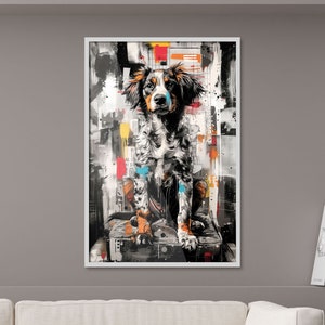 Printable Urban Style Graffiti Dog - Vibrant Wildlife Wall Decor, Digital Download, Abstract Illustration
