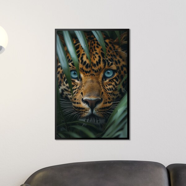 Leoparden Poster, Dschungel Wandkunst, Tierfotografie Kunstdruck, Modernes Wohnzimmer Dekor, Großformatige Naturbilder, Geschenkidee