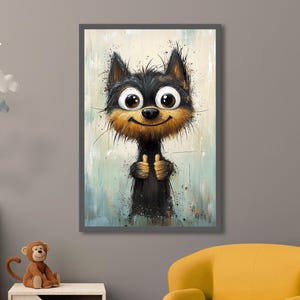 Thumbs Up Dog Art Print – Funny Big-Eyed Puppy Illustration, Quirky Animal Wall Art, Perfect Gift for Dog Lovers