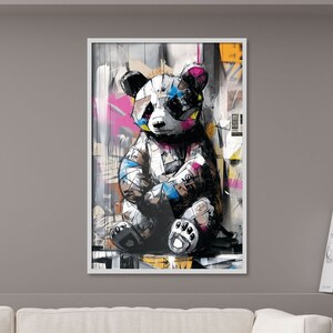 Panda Graffiti in stile urbano - Decorazione da parete con fauna selvatica vibrante, poster, stampa artistica, illustrazione astratta