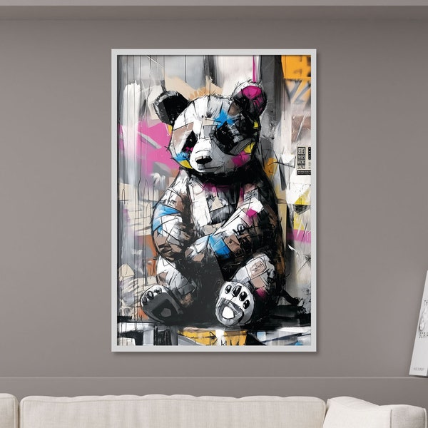 Urban Style Graffiti Panda - Lebhafter Kunstdruck, Wandkunst, Poster, Kunstdruck