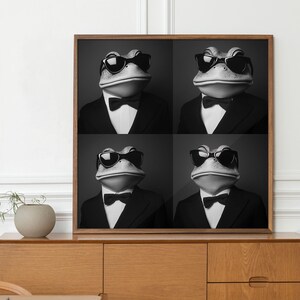 Funny Frog Art Print | Frog in Suit Poster | Humorous Animal Wall Art | Quirky Home Decor | Gift for Frog Lovers