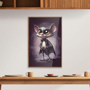 Póster de murciélago vampiro para pared, bonito póster de animal gótico, decoración de Halloween para niños y adultos, póster de murciélago vampiro, colección Perfect Jobs