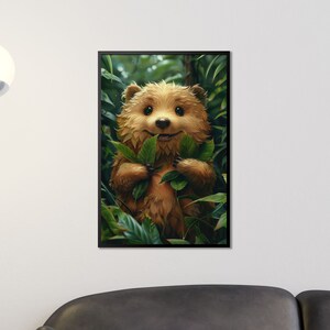 Cute Bear Cub Art Print - Nursery Wall Art, Children's Room Decor, Woodland Animal Illustration, Fantasy Art