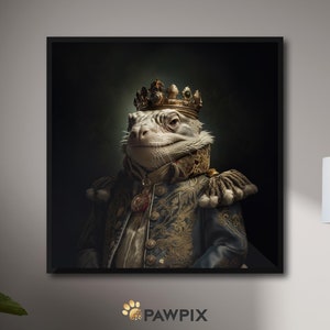 Royal Iguana Printable Art - Tropical Lizard Wall Art, Iguana Print, Nursery Decor, Digital Download, Reptile Art Print