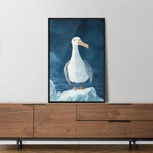 Stampa artistica di Albatros / Arte murale di animali / Illustrazione di fauna selvatica artica / Decorazione oceanica per soggiorno o camera da letto / Poster di uccelli ispirato alla natura
