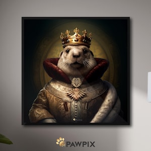 Majestic Marmot Poster, Royal Marmot King Print, Funny Animal Art, Unique Home Decor, Animal Lover Gift, Whimsical Wall Art