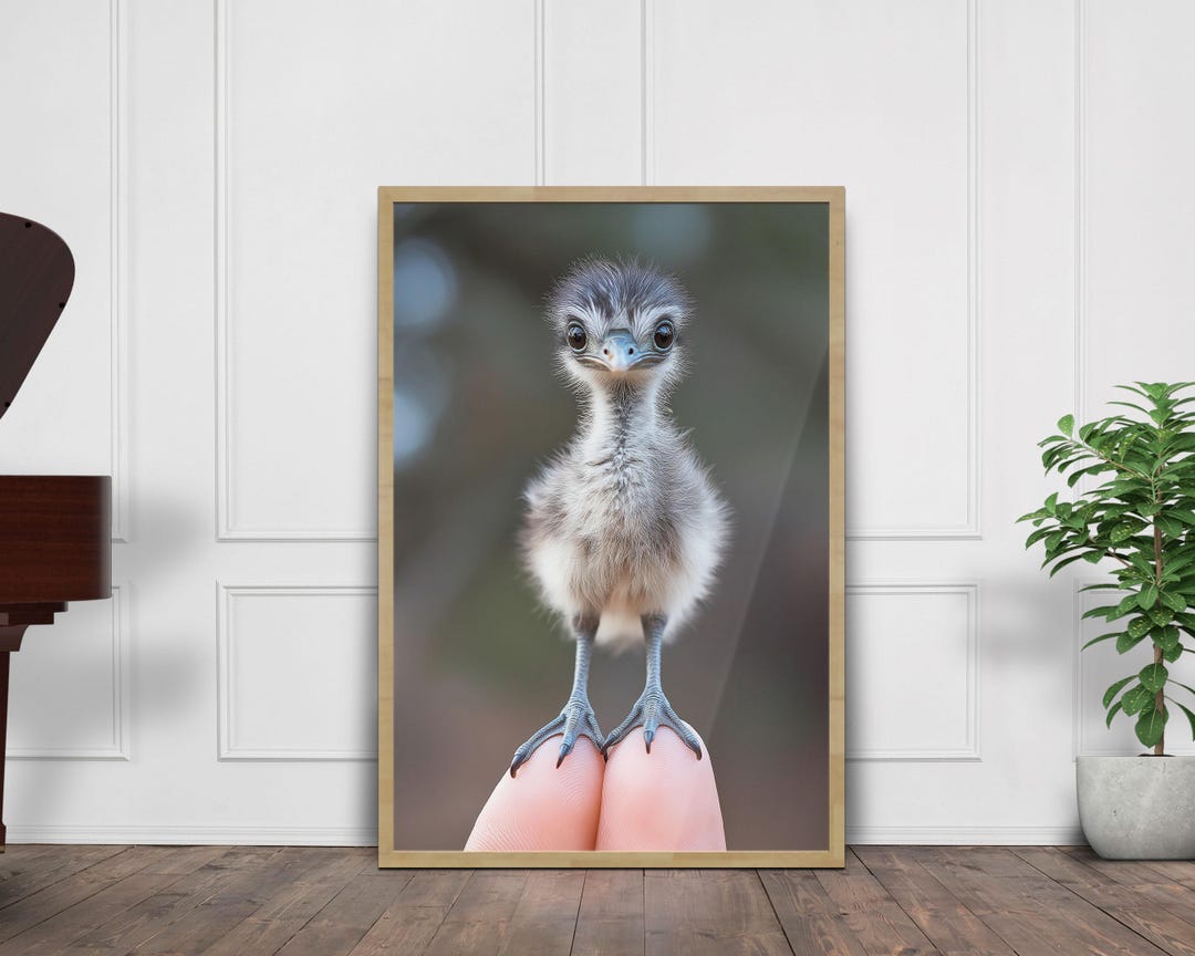 Surreal Tiny Emu Poster | Adorable Baby Emu Wall Art | Unique Animal ...