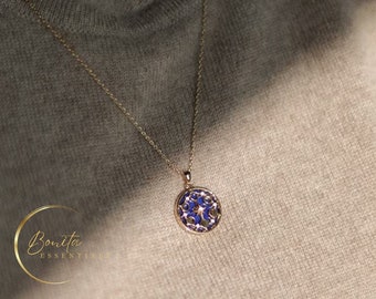 Collier étoile lune en lapis, collier étoile en lapis plaqué or 18 carats, collier étoile délicat, collier céleste