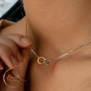 Minimalist Two Tone Necklace⎢Two Tone Clavicle Necklace⎢Gold & Silver Necklace⎢Two Tone Linked Necklace