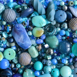 Blue/Turqoise Mixed Beads for Jewellery Making - Reclaimed Bead Soup