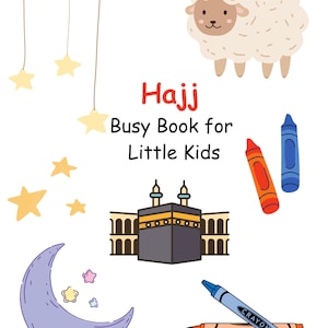 Hajj busy book for little kids - Colouring Book - printable - mosque Coloring, Matching Game