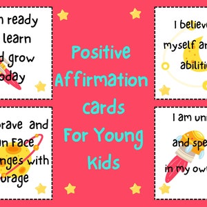 Tarjetas de Afirmación de Año Nuevo, Tarjetas de Afirmación, Pensamientos Positivos, Tarjetas Positivas para Niños
