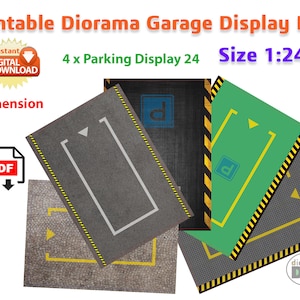 Printable Car Parking DIY Display Scale 1:24 Instant Download pdf files for Diorama modelling Model car display Size 1/24