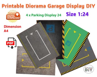 Bricolage imprimable écran de stationnement de voiture échelle 1:24 téléchargement immédiat des fichiers pdf pour diorama modélisation affichage de modèle de voiture taille 1/24