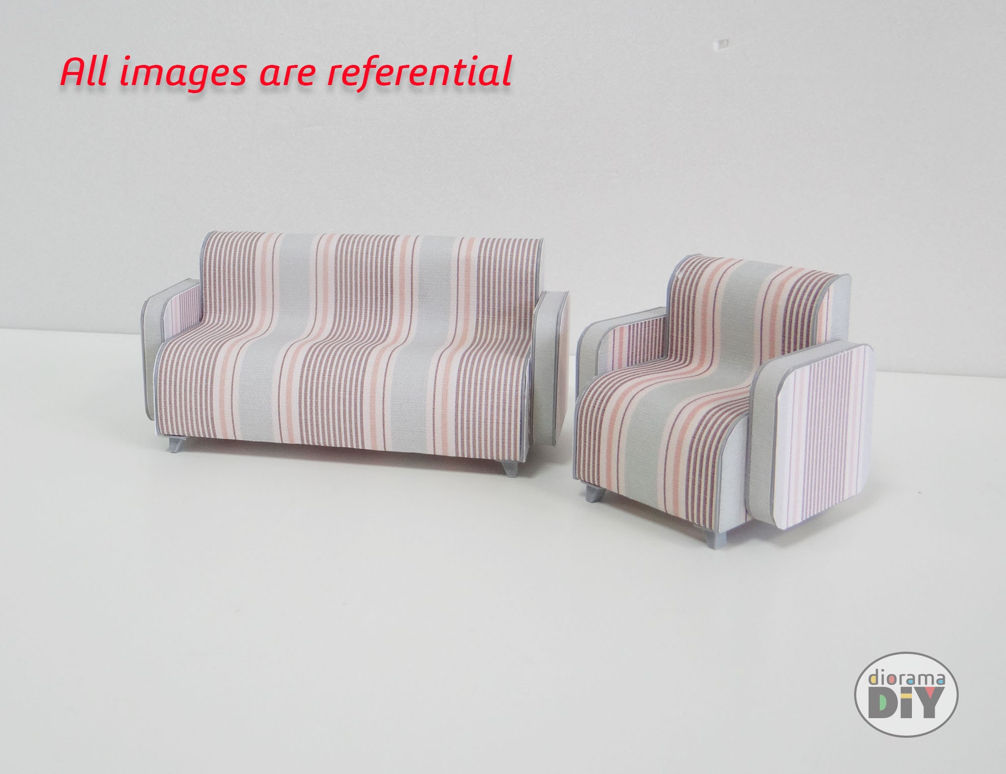 DIY Printable Diorama Dollhouse Sofa and Armchairs 1:12 Instant ...