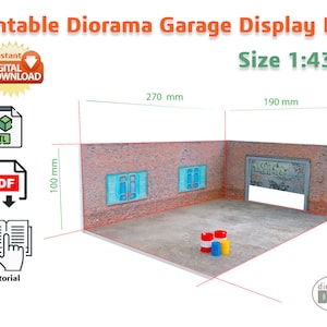 Digital DIY Diorama Brick Garage 1:43 Diorama for Cars display 1/43