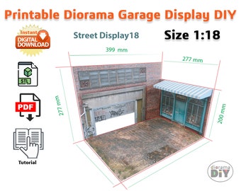 Diorama numérique bricolage, affichage de rue, taille 1:18, fichiers diorama pour affichage de voitures, échelle 1/18