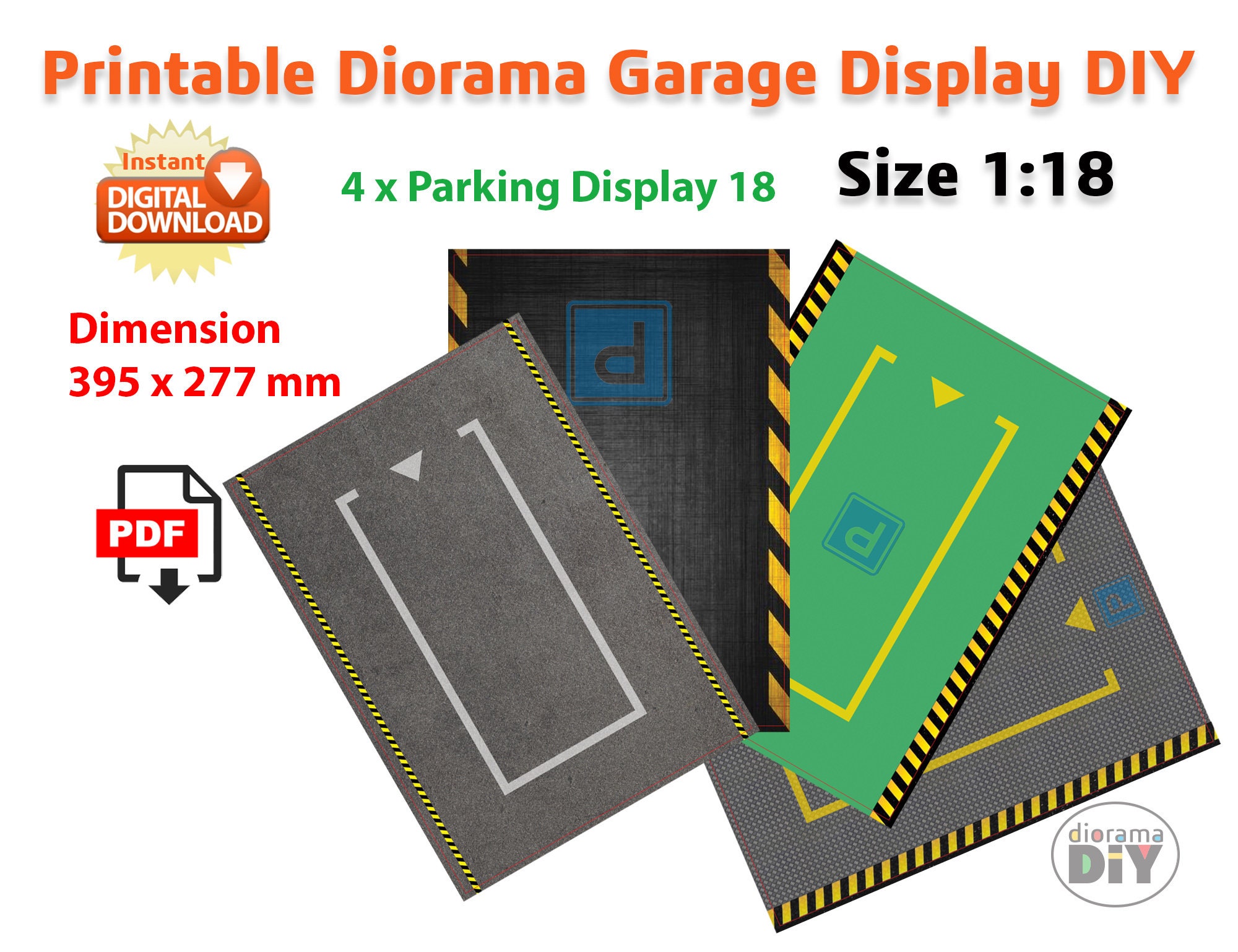 DIY Printable Car Parking Display Scale 1:18 Instant Download Pdf Files ...