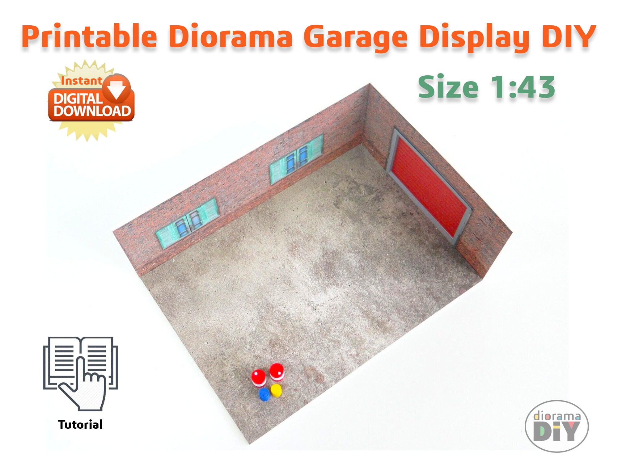 DIY Printable Diorama Brick Garage Scale 1:43 Instant Download Pdf, Stl ...
