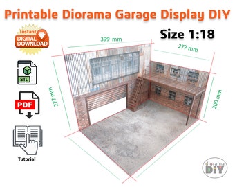 Diorama numérique bricolage à deux étages garage 1:18 Diorama pour affichage de voitures 1/18