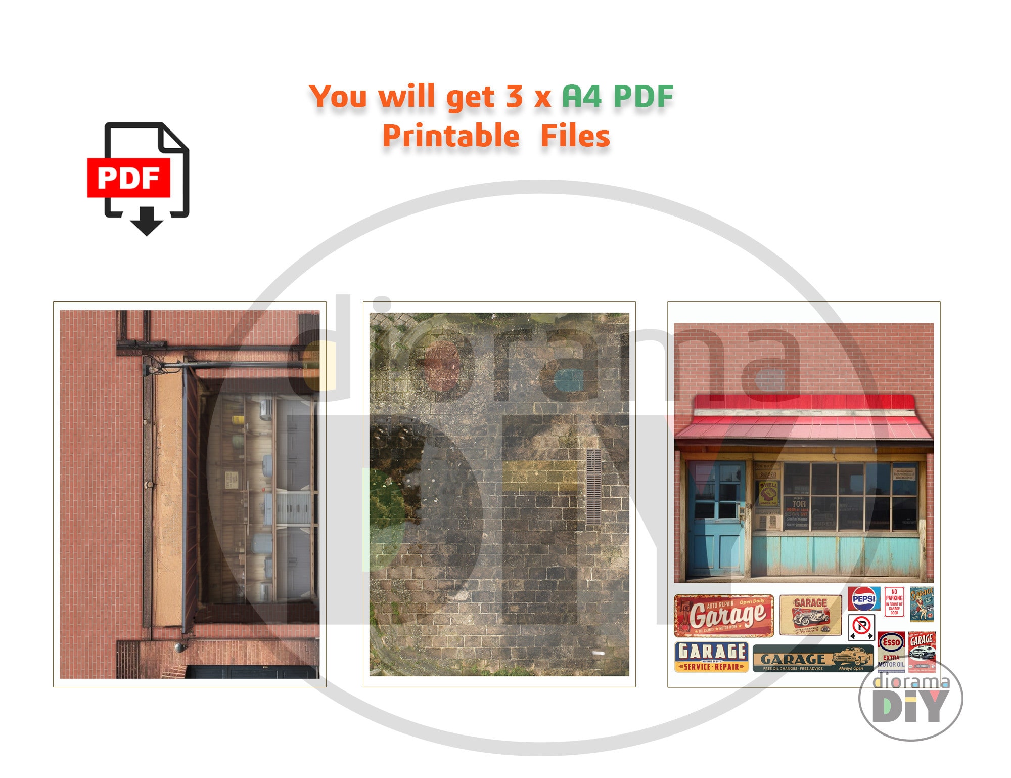 Garage Shop Display Diorama - Sheets in A4 Format - Instant Download ...