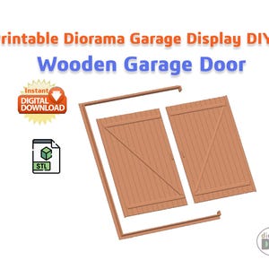 Wooden Garage Door STL File – 3D Printable Diorama Accessory for 1:18, Scale | Digital Download | Model Scene Door