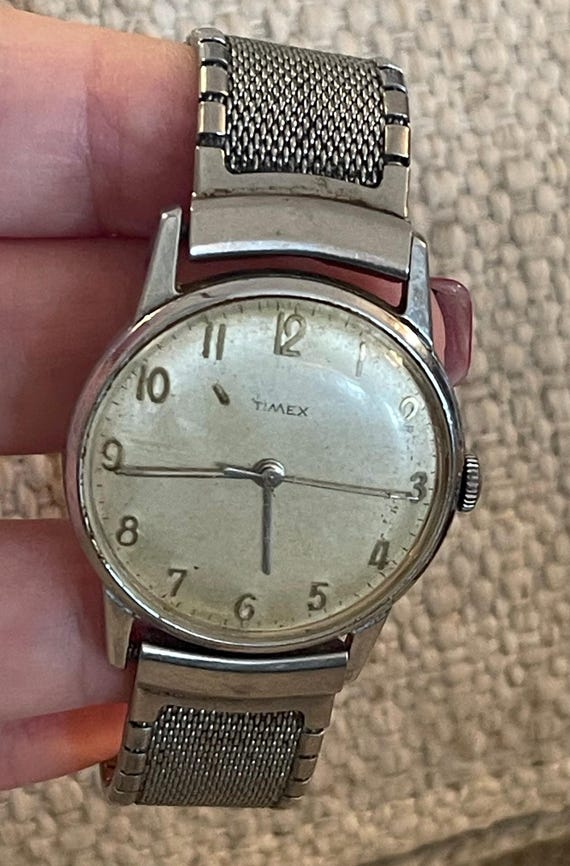 Timex Silver Tone Mechanical Metal Bezel Watch Small Vintage Timex Dress Watch | Silver-Tone Mechanical  main image 4