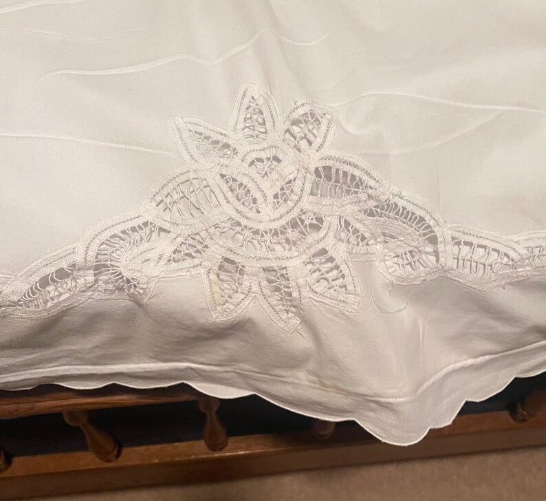 Beautiful Vintage White Battenberg Lace Duvet Cover 100 Soft Cotton