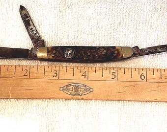 Vintage Kutmaster Utica NY 3-blade Pocket Knife: Bulldog & Shield