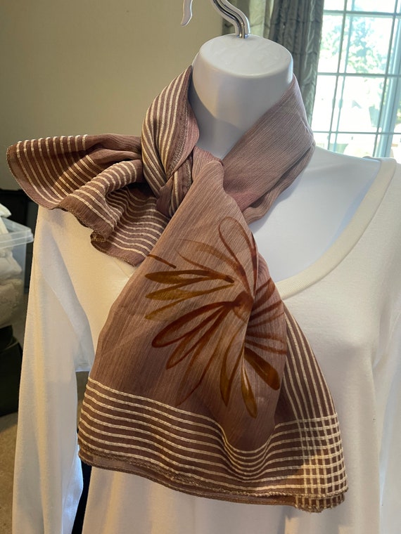 Set of Three Shades of Brown Vintage Scarves Fall… - image 1