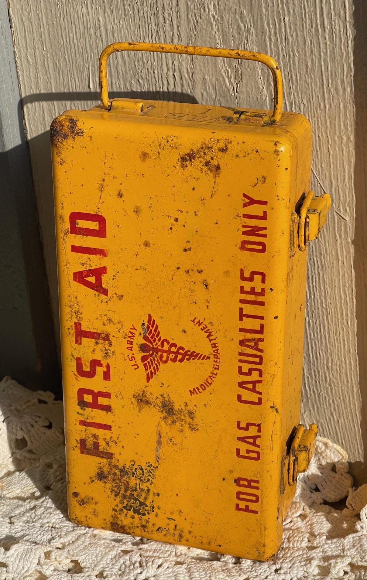 Rare Steel Box Original U.S. Army Medical Department Yellow