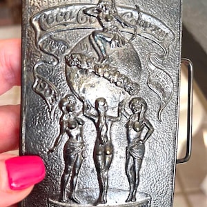 Vintage Belt Buckle Coca-Cola Metal Atlanta USA 1903 Feel On Top Of The World Collectible 1970&#39;s Western Wear