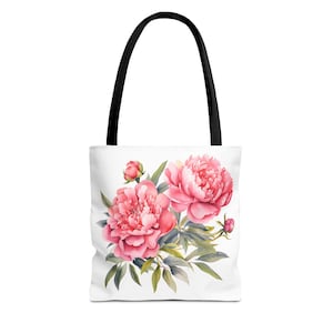 Watercolor Peonies Tote | Flowers tote | Flower Tote Gift | Flowered Bags | Boho Wildflowers Cottagecore Tote Bag | Flower Garden Lover Gift