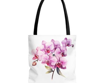 Draagtas aquarel orchideeën | Bloementas | Cadeau draagtas bloem | Gebloemde geschenken | Draagtas wilde bloemen boho | Cadeau bloementuinliefhebber