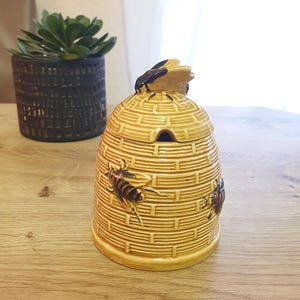 Vintage honingpot, keramische honingpot, honingpot met bijen, jaren 70