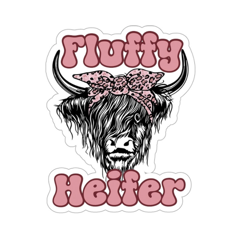 Fluffy cow sticker is a funny animal sticker perfect for a kindle, iPad or laptop perfect kind of animal sticker for water bottle. image 4