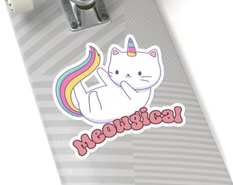 Meowgical cat sticker, cute cat sticker, unicorn sticker, cat unicorn sticker, laptop sticker, cute animal sticker, animal sticker