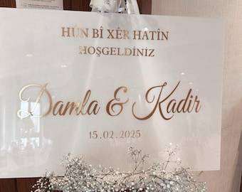 Acrylic Reception Board | Personalized Welcome Sign | Söz & Nişan | Wedding Decoration