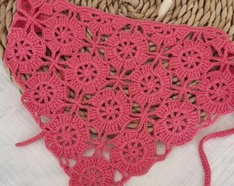 Bandana crochet pattern square flower motif summer scarf PDF instant download