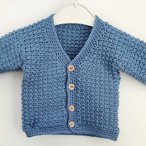 Cárdigan para bebé, cárdigan de crochet para bebé, patrón de crochet para bebé talla 0-3, 3-6, 6-12, 1-2, 3-4