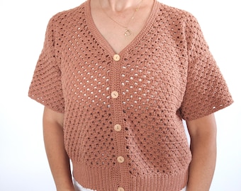 Patroon gehaakt vest | Grandma Stitch-shirt, damesjack (pdf-patroon)